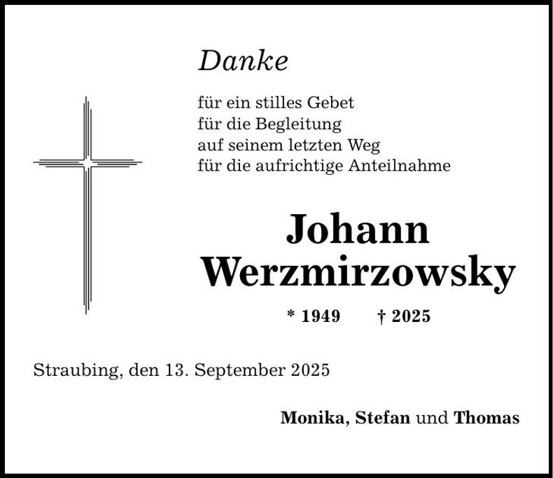 Traueranzeige Johann Werzmirzowsky