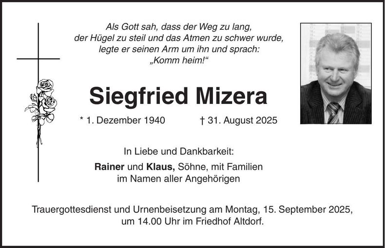 Traueranzeige Siegfried Mizera