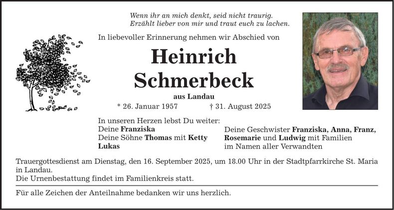 Traueranzeige Heinrich Schmerbeck