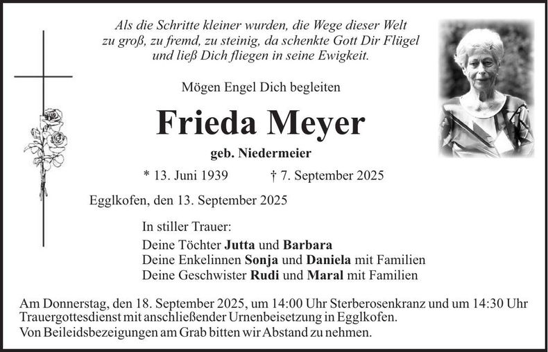 Traueranzeige Frieda Meyer