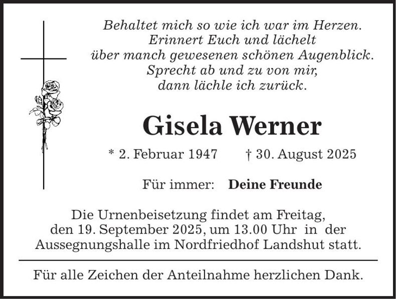 Traueranzeige Gisela Werner