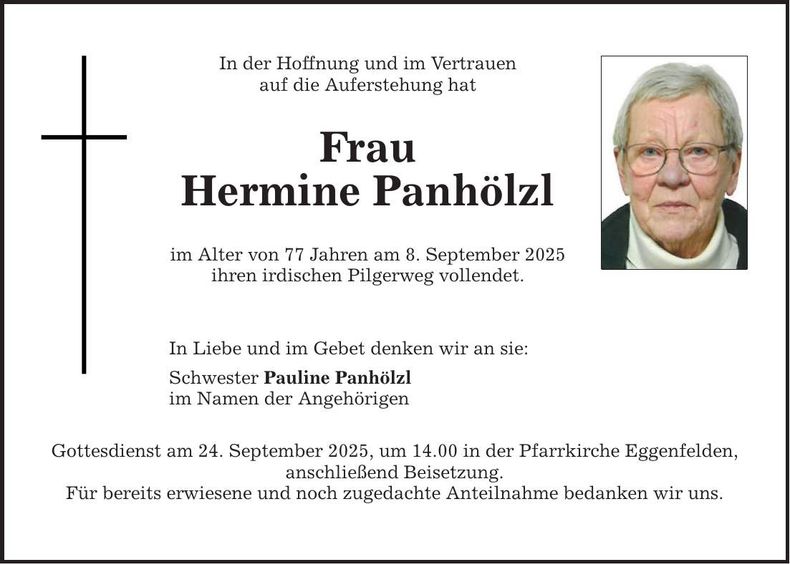 Traueranzeige Hermine Panhölzl