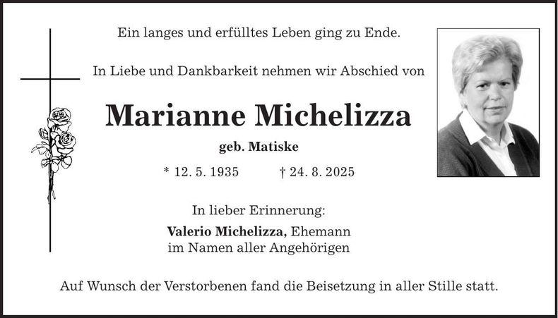 Traueranzeige Marianne Michelizza