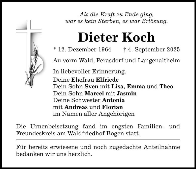 Traueranzeige Dieter Koch