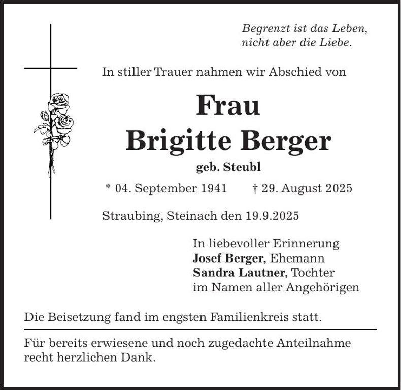 Traueranzeige Brigitte Berger