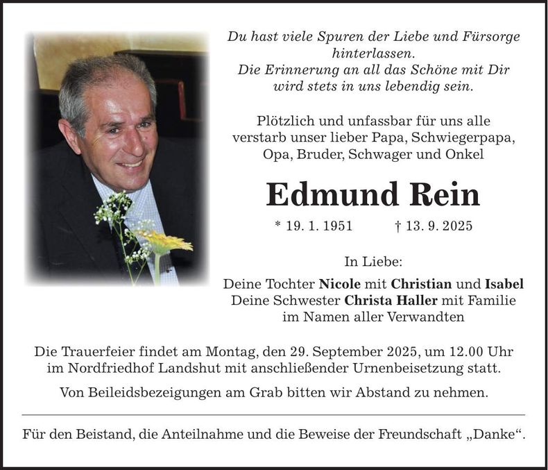 Traueranzeige Edmund Rein