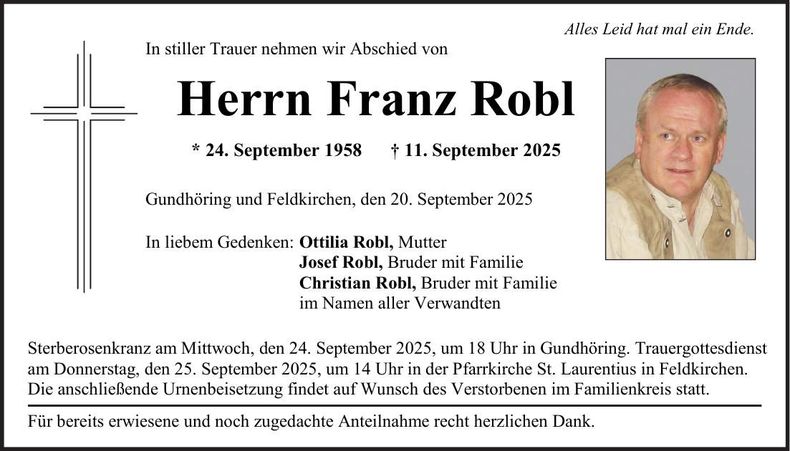 Traueranzeige Franz Robl