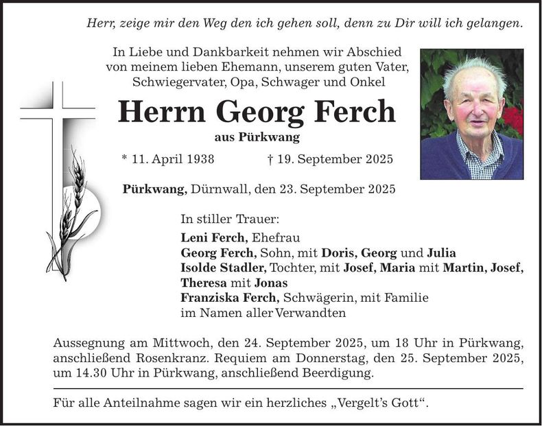 Traueranzeige Georg Ferch