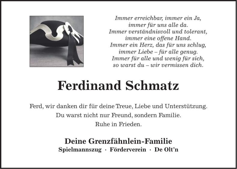 Traueranzeige Ferdinand Schmatz