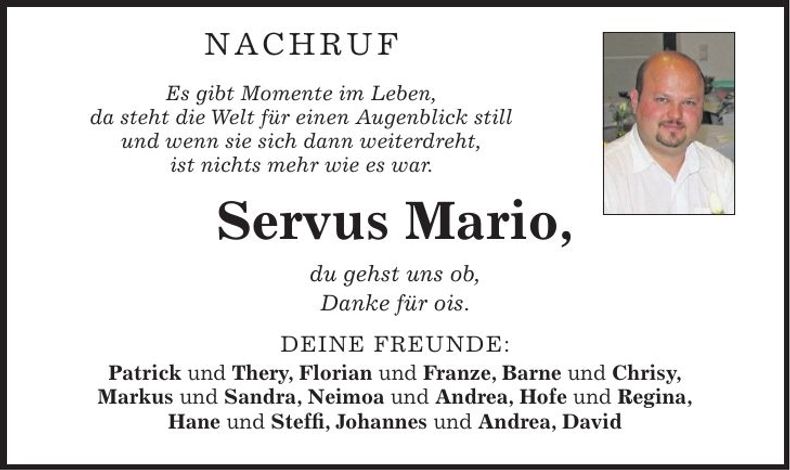 Traueranzeige Mario Schwinghammer