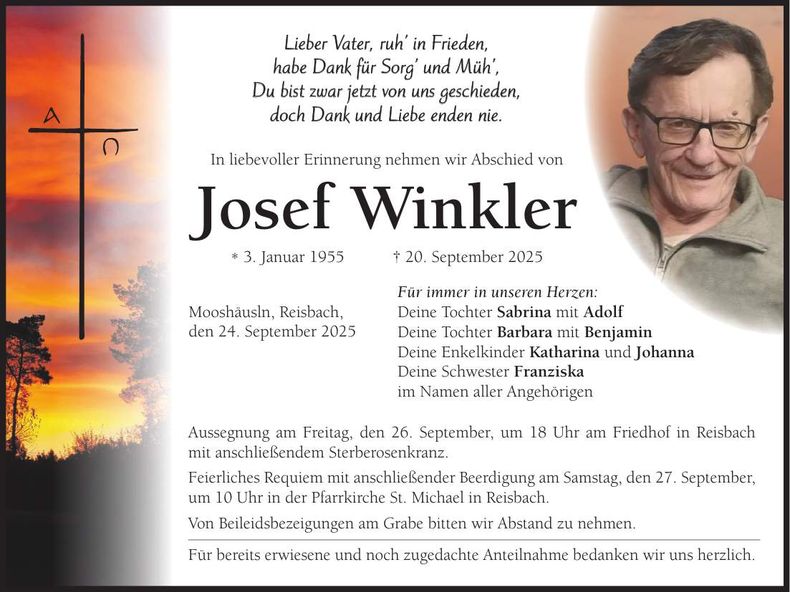 Traueranzeige Josef Winkler