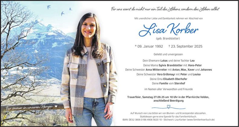 Traueranzeige Lisa Korber