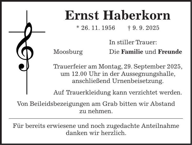 Traueranzeige Ernst Haberkorn