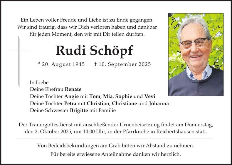 Traueranzeige Rudi Schöpf