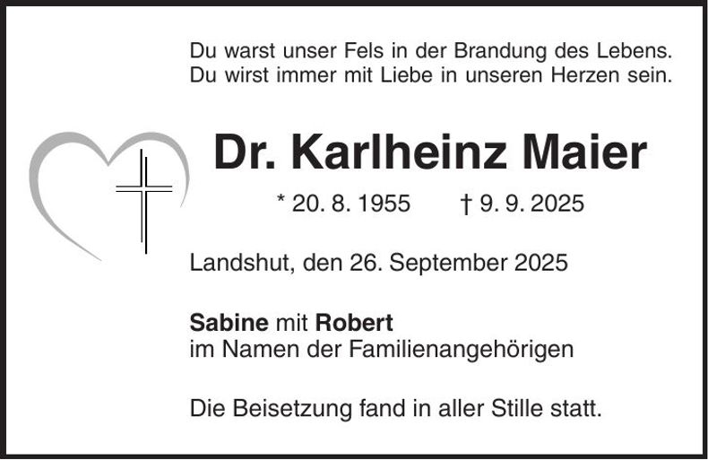Traueranzeige Karlheinz Maier
