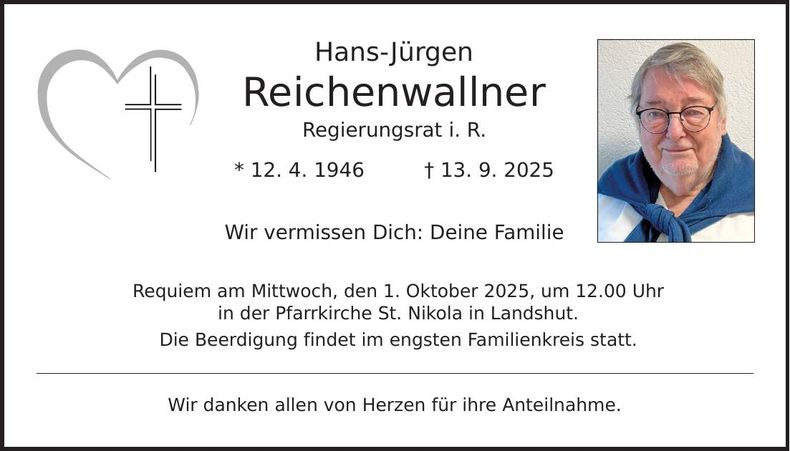 Traueranzeige Hans-Jürgen Reichenwallner