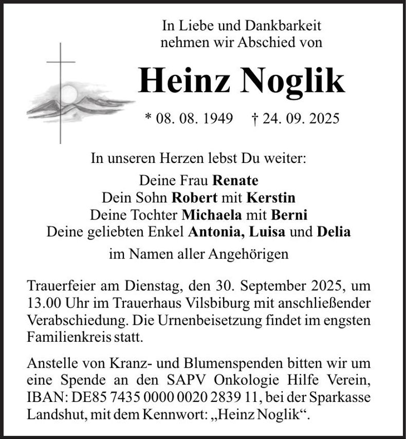 Traueranzeige Heinz Noglik