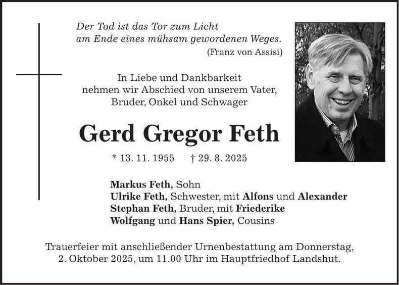 Traueranzeige Gerd Gregor Feth