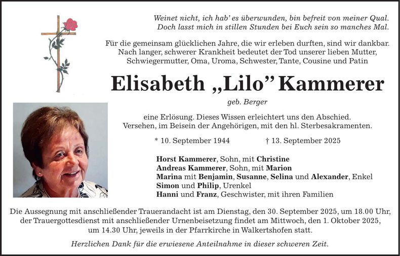 Traueranzeige Elisabeth Kammerer