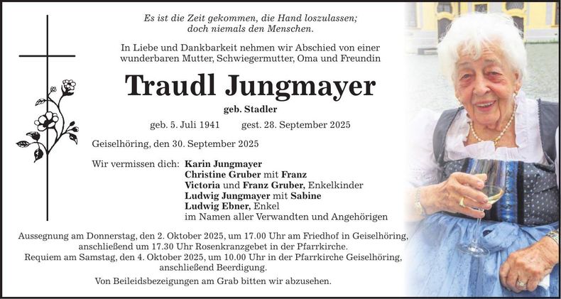 Traueranzeige Traudl Jungmayer