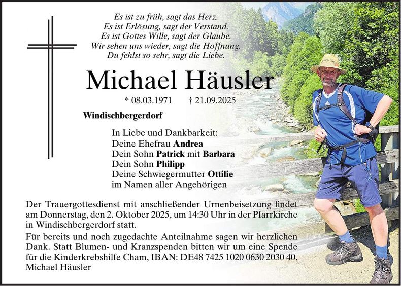 Traueranzeige Michael Häusler