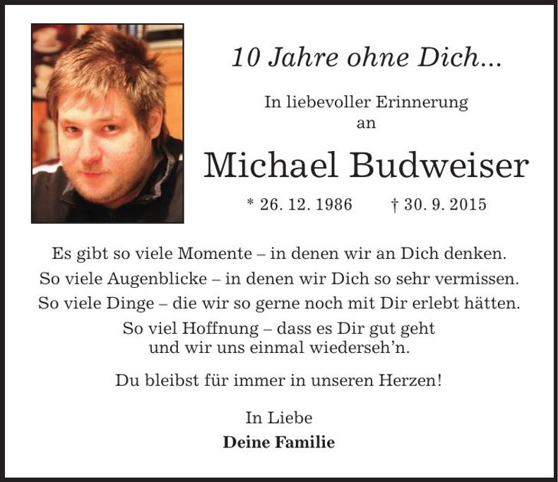 Traueranzeige Michael Budweiser
