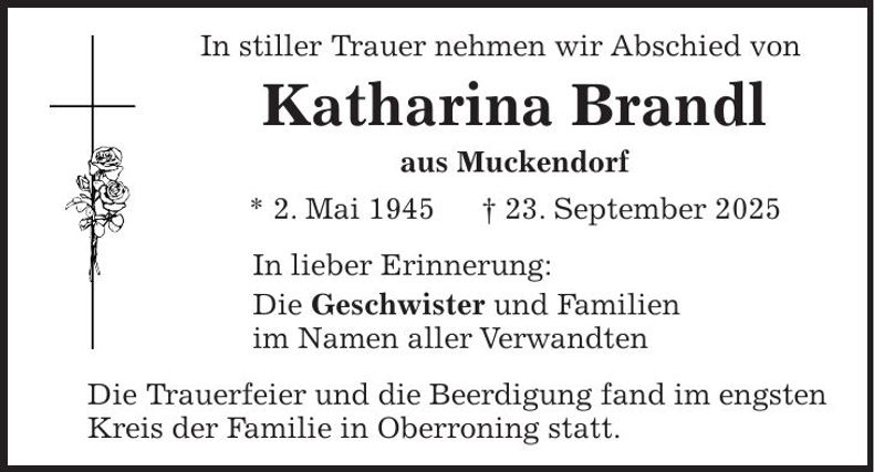Traueranzeige Katharina Brandl