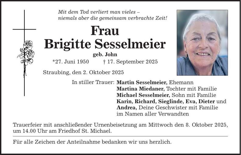 Traueranzeige Brigitte Sesselmeier