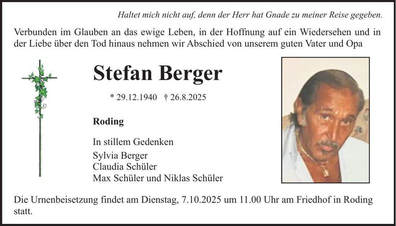 Traueranzeige Stefan Berger