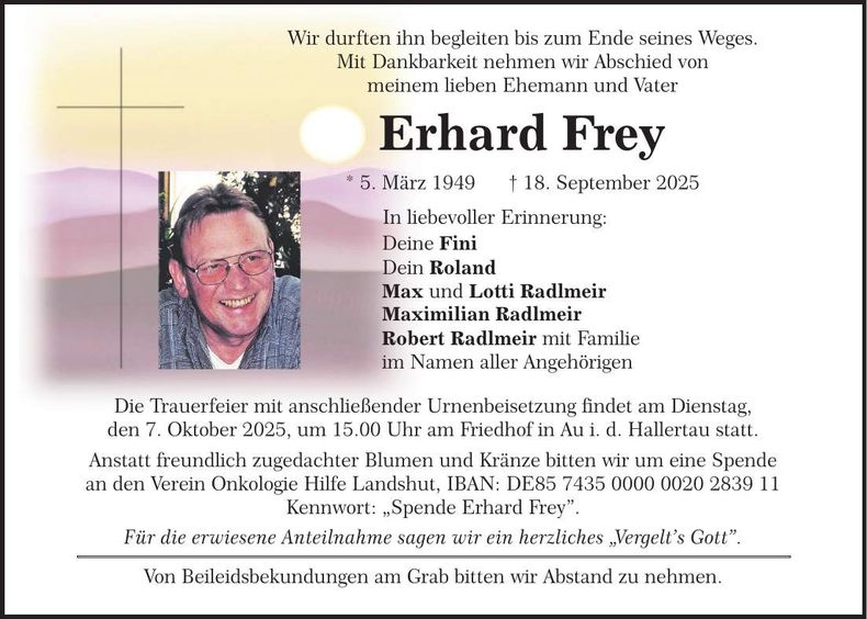 Traueranzeige Erhard Frey