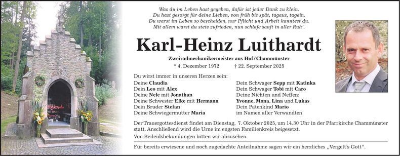 Traueranzeige Karl-Heinz Luithardt