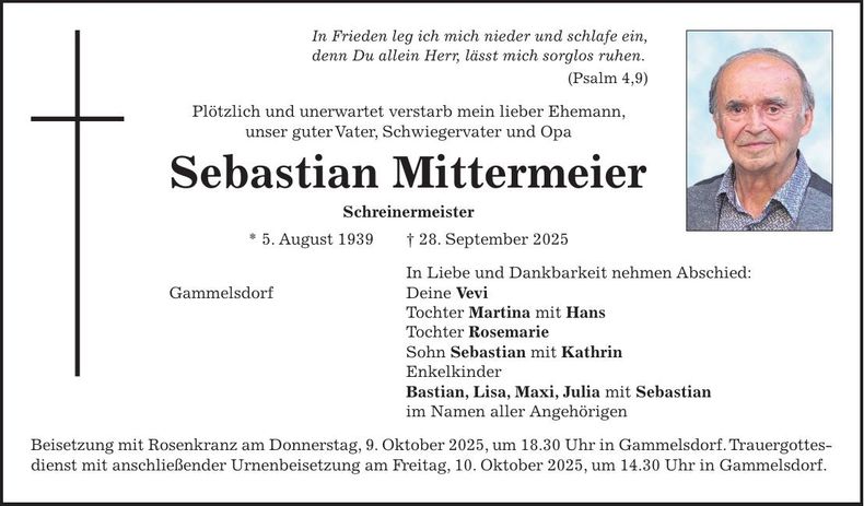 Traueranzeige Sebastian Mittermeier