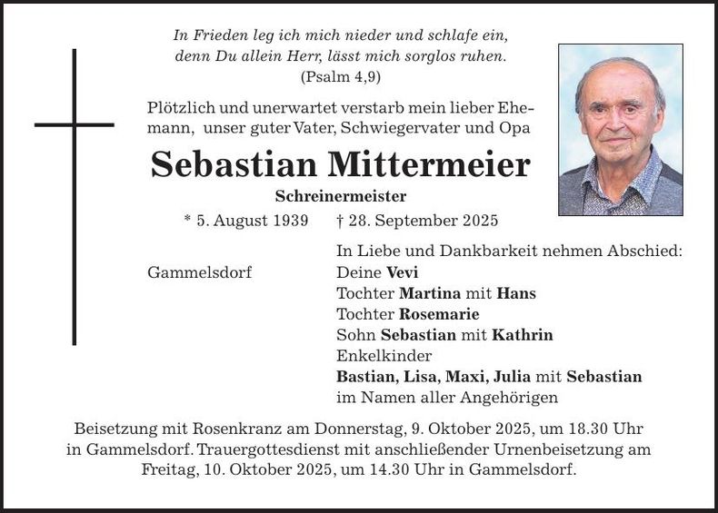 Traueranzeige Sebastian Mittermeier
