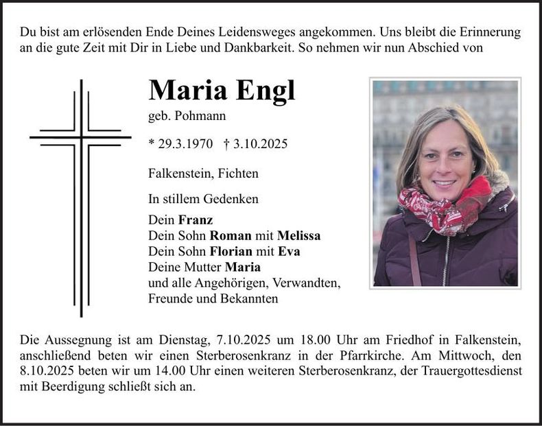 Traueranzeige Maria Engl