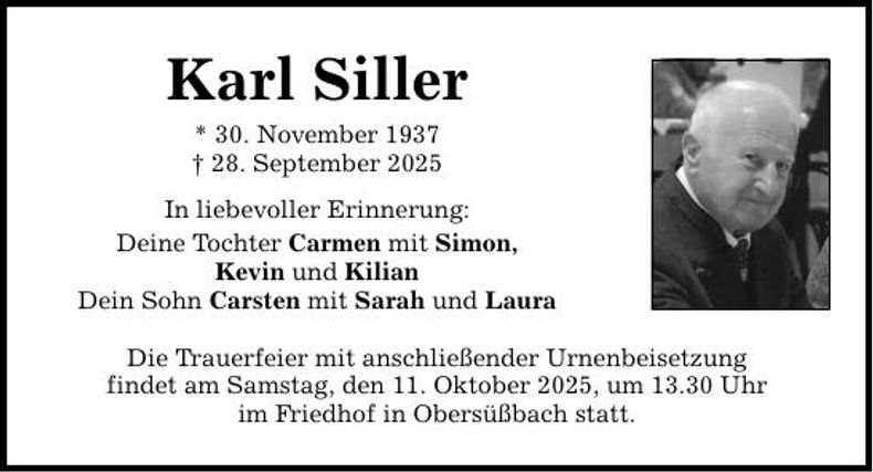 Traueranzeige Karl Siller