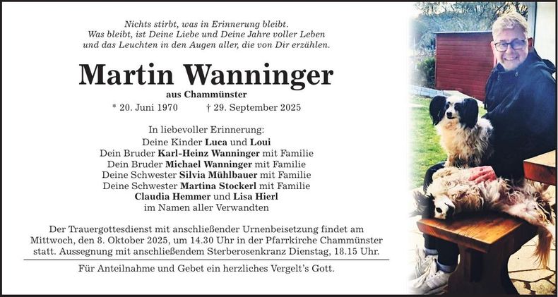 Traueranzeige Martin Wanninger