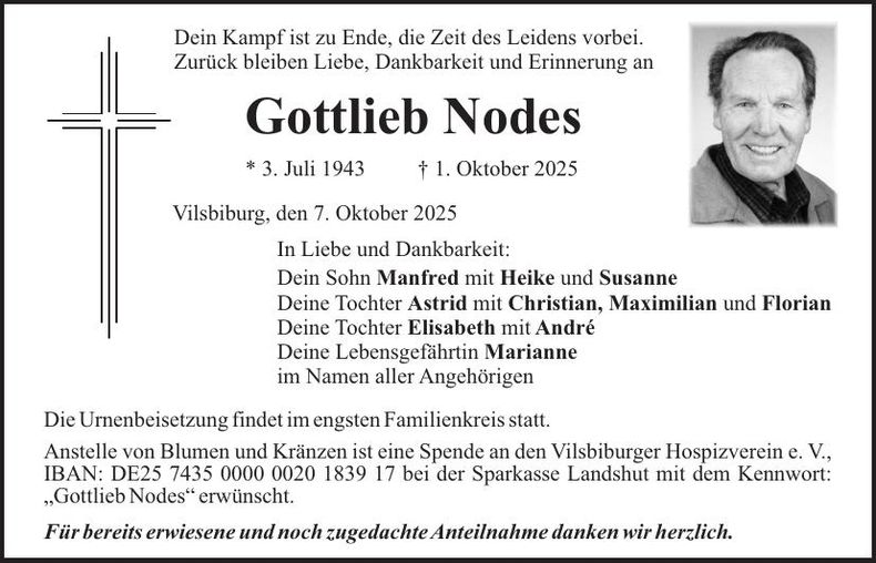 Traueranzeige Gottlieb Nodes