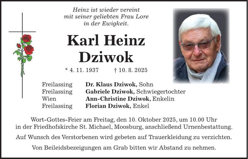 Traueranzeige Karl Heinz Dziwok