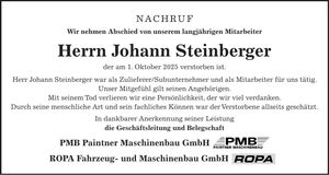 Traueranzeige Johann Steinberger