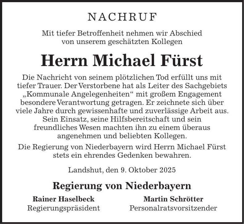 Traueranzeige Michael Fürst