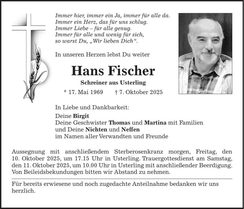 Traueranzeige Hans Fischer