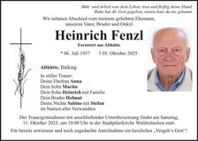 Traueranzeige Heinrich Fenzl