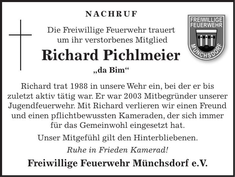 Traueranzeige Richard Pichlmeier