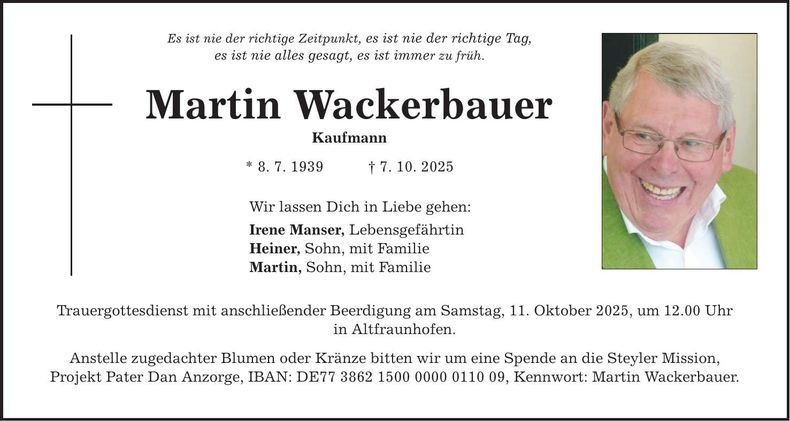 Traueranzeige Martin Wackerbauer