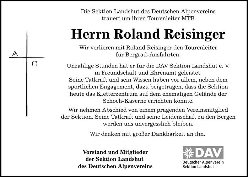 Traueranzeige Roland Reisinger
