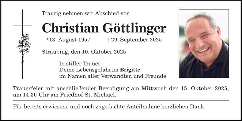 Traueranzeige Christian Göttlinger