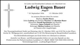 Traueranzeige Ludwig Eugen Bauer