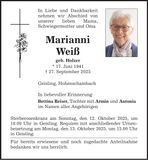 Traueranzeige Marianne Weiß