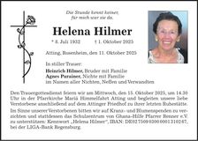 Traueranzeige Helena Hilmer