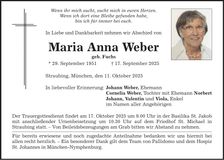 Traueranzeige Anna Weber